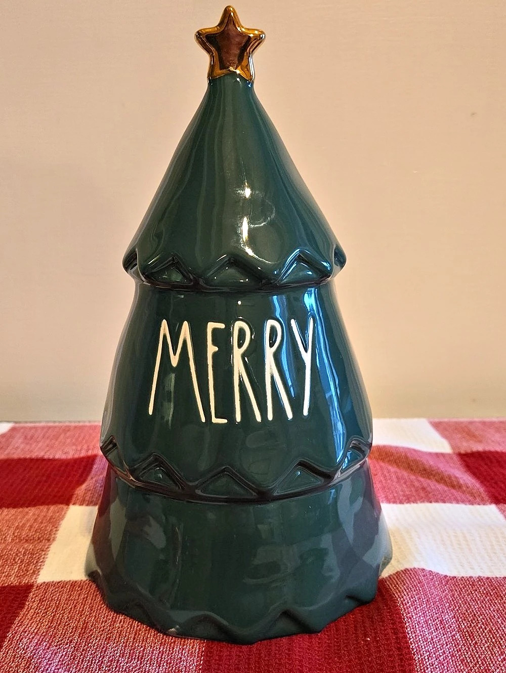 Rae Dunn Merry Christmas Tree Green & Gold